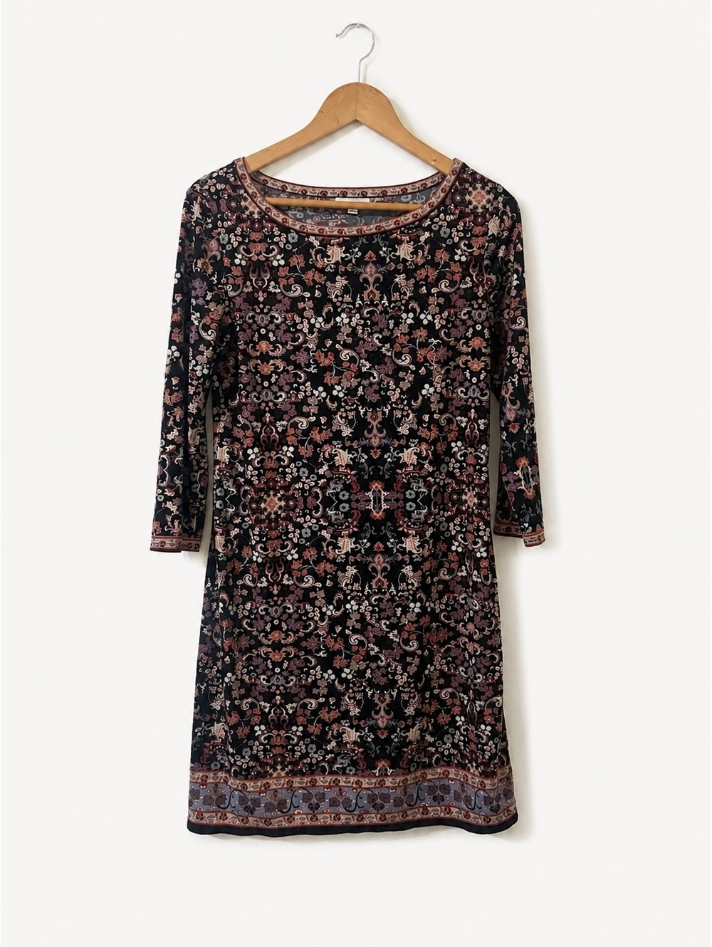 Max Studio Floral Patterned Midi Dress with 3/4 Sleeves Size M